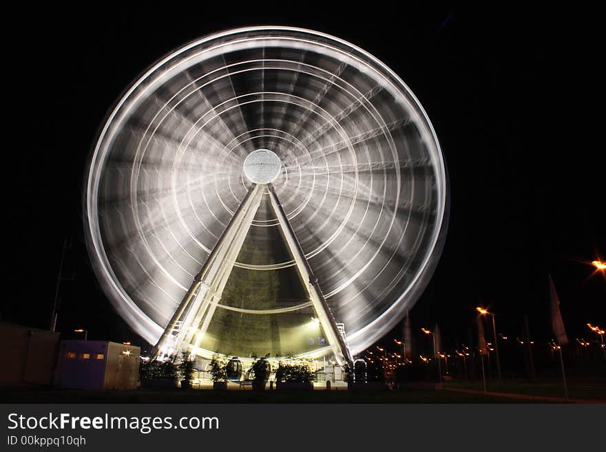 Ferry wheel in a city.