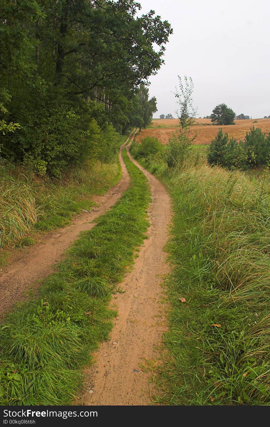 Country road with rainy clouds