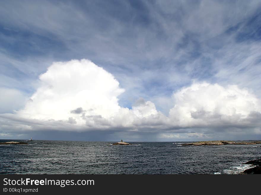 Ocean and island. view at Atlantic Road in Norway