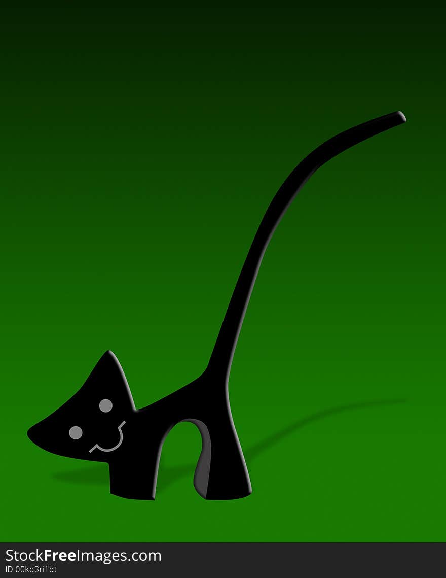 Sweet black kitten and gradient green background. Sweet black kitten and gradient green background