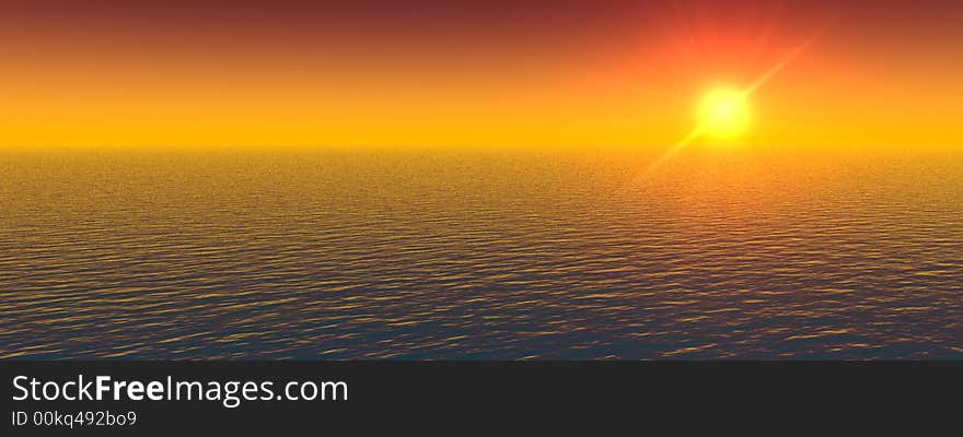 Beautiful sea and sky at sunset - digital artwork. Beautiful sea and sky at sunset - digital artwork