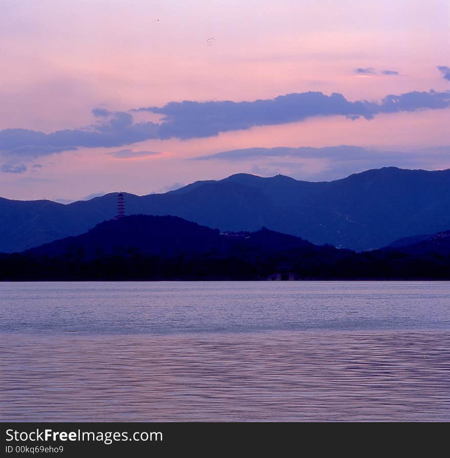 The Dawn in Yuquan Mountain and Kunming Lake in Beijing. The Dawn in Yuquan Mountain and Kunming Lake in Beijing.