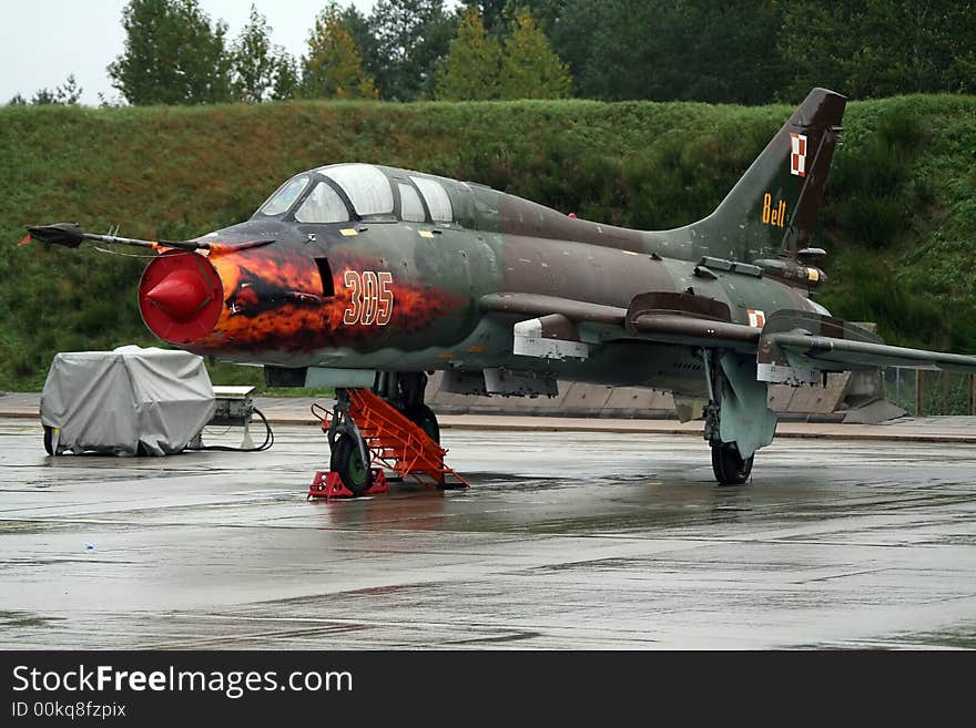 SU - 22, Soviet jet fighter at military airport