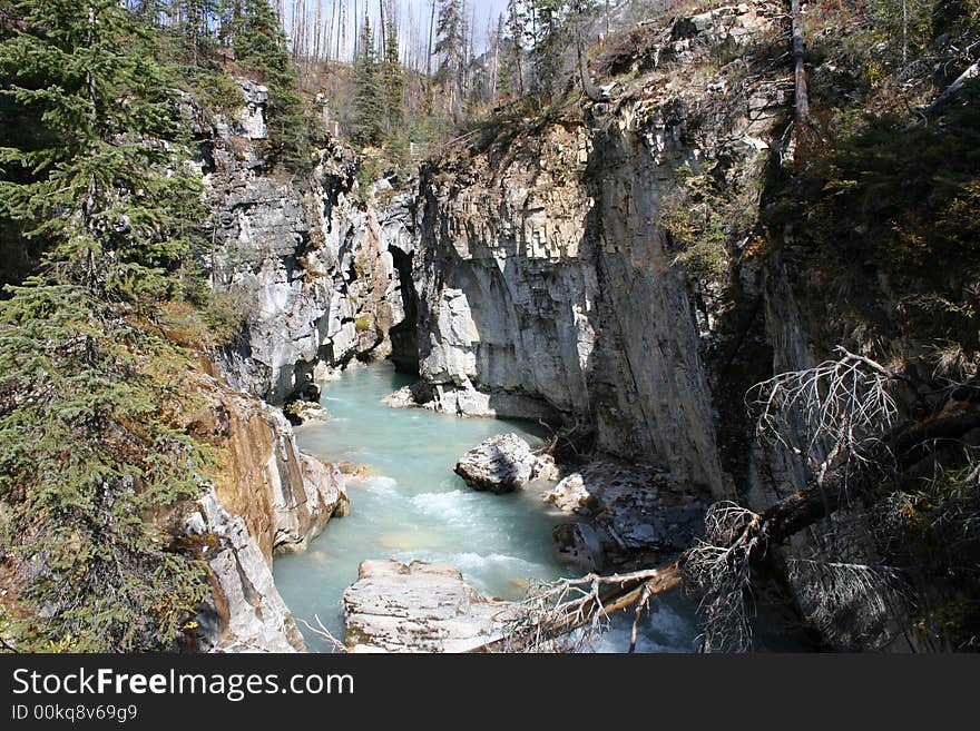 Blue water and rock in a gorge. Blue water and rock in a gorge