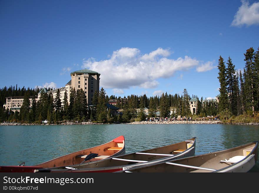 Boat on the blue lake