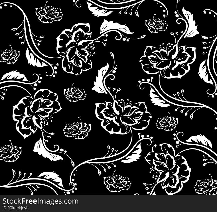 Monochrome illustration of a seamless vintage pattern. Monochrome illustration of a seamless vintage pattern