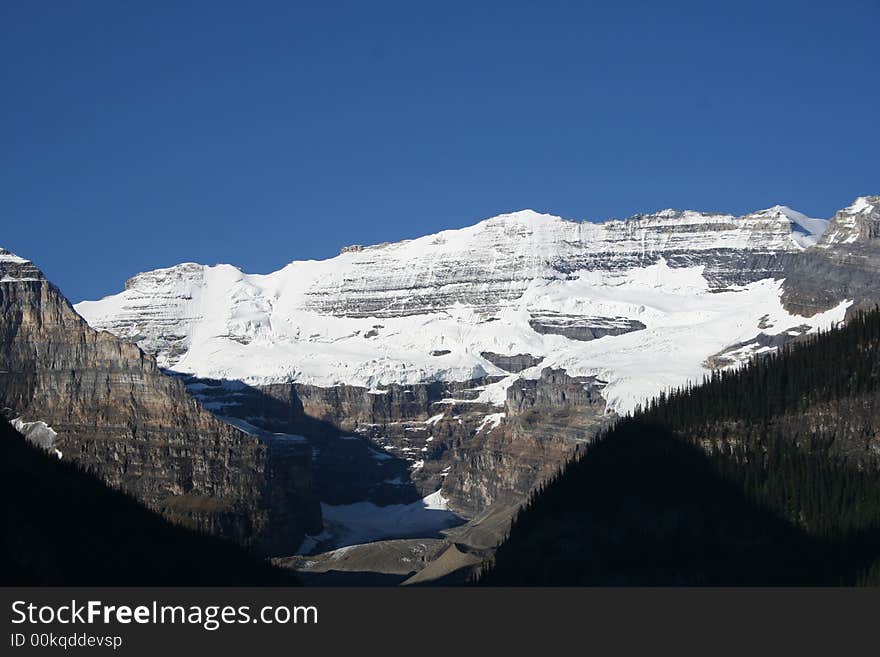 Glacier in rockies mountains in a clear day