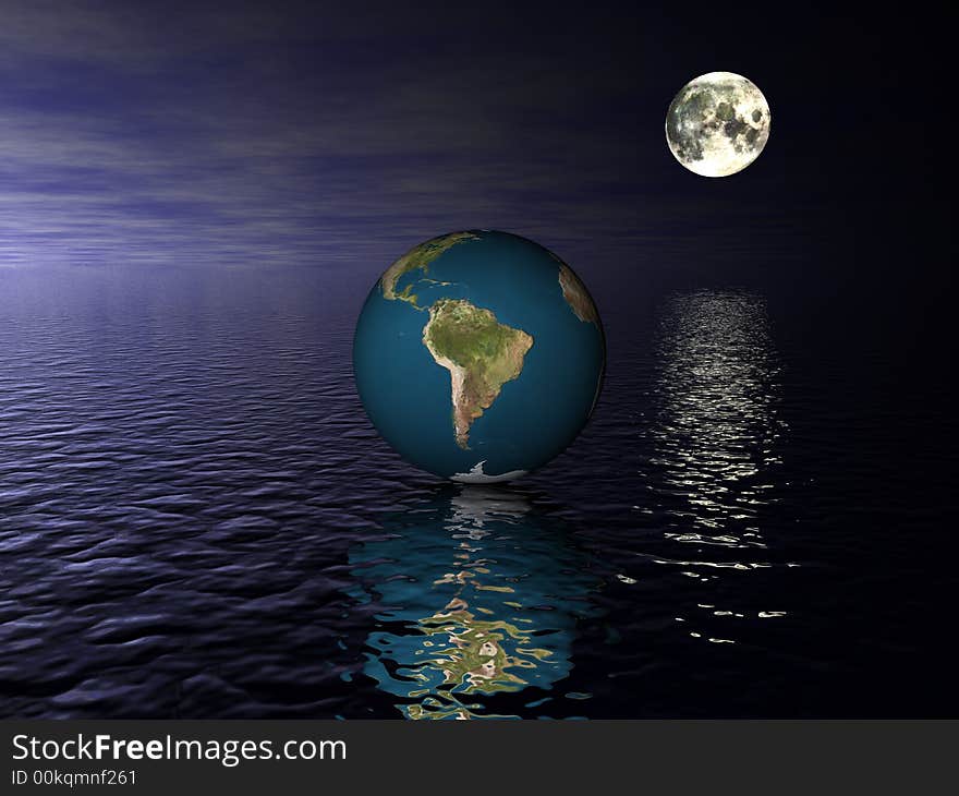 World, Globe South America map moon. World, Globe South America map moon