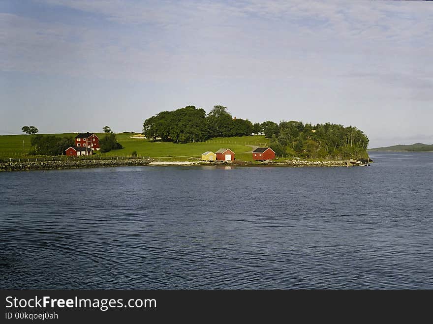 Red houses on the island