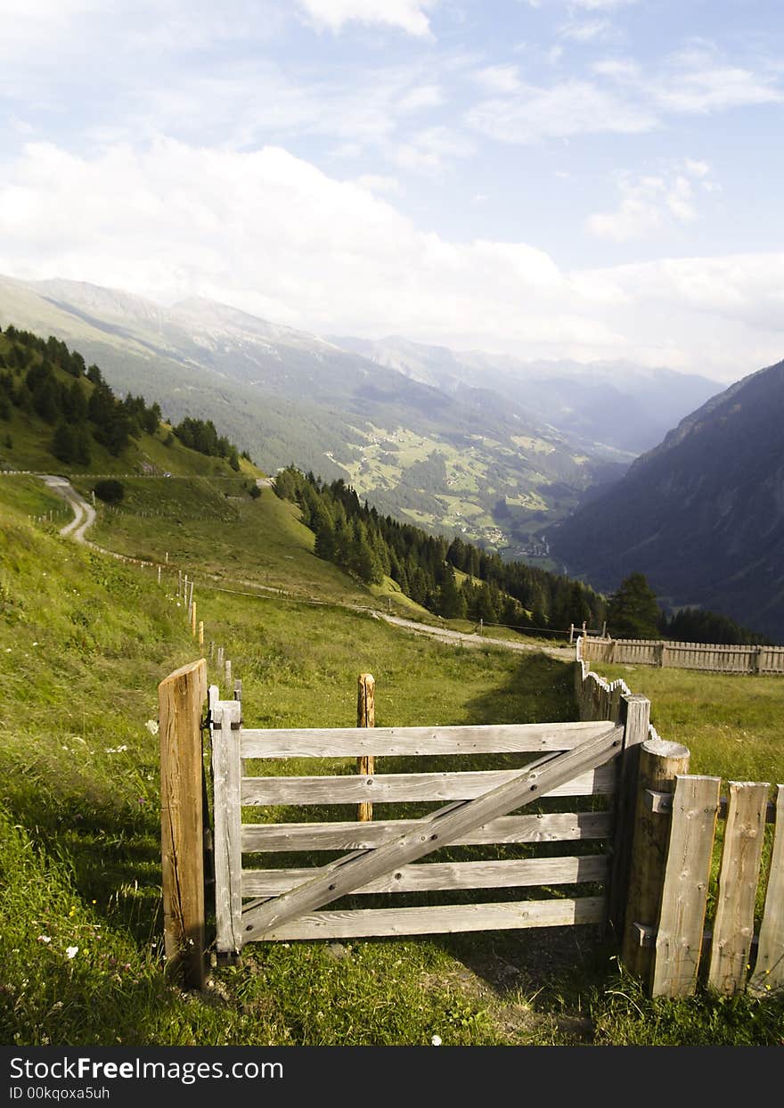 Wooden gate in Austrian Alps