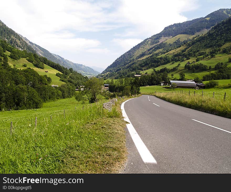 Empty small route between mountains in Austrian Alps. Empty small route between mountains in Austrian Alps