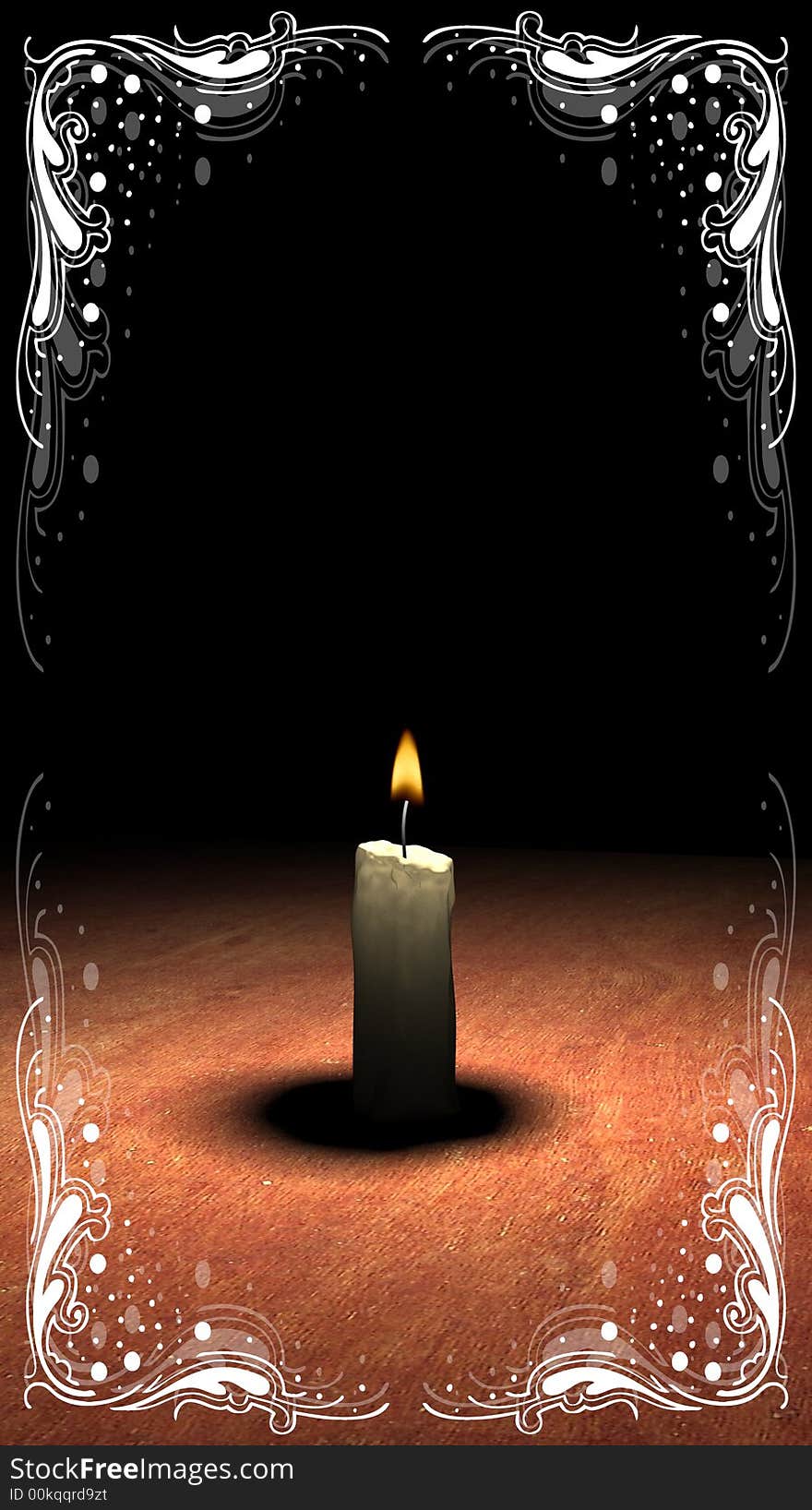 Soft-glowing candle light on table - 3d render. Soft-glowing candle light on table - 3d render