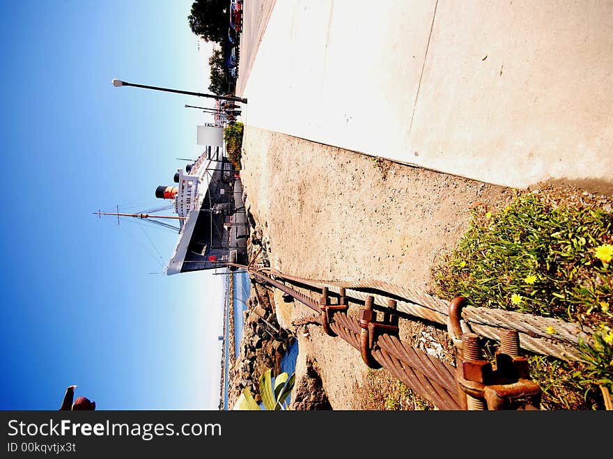 Cruise Ship and Submarine anchored at the dock. Cruise Ship and Submarine anchored at the dock