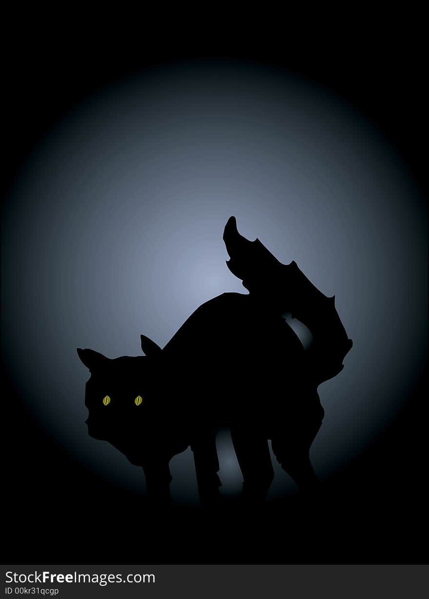 Black cat in moonlight-eps file available