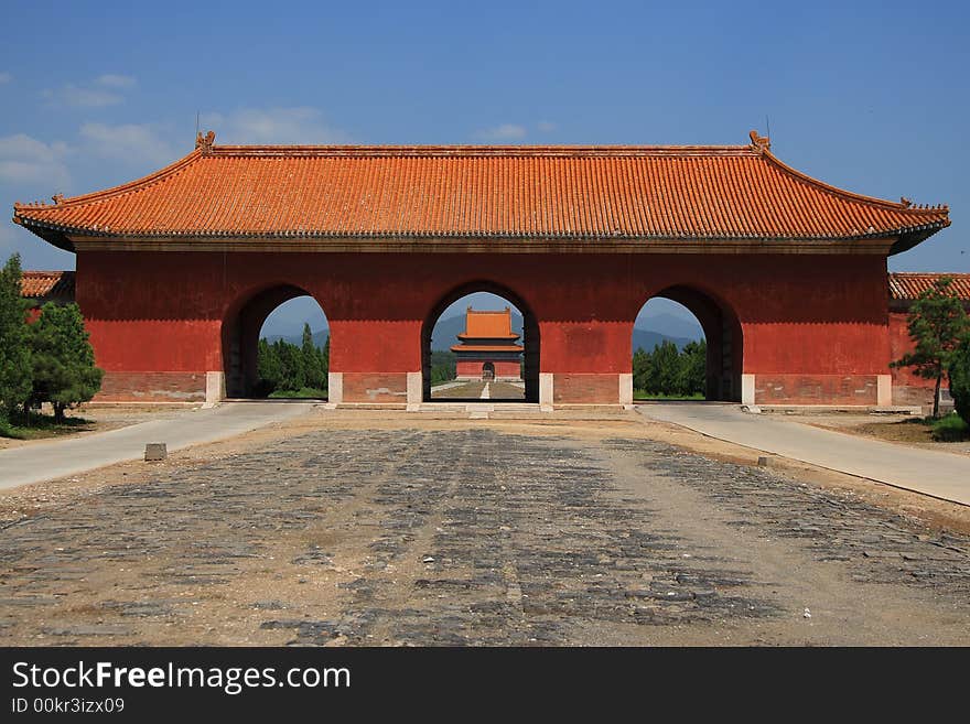 The first gate of the Eastern Qing Tombs in Heibei, China. The first gate of the Eastern Qing Tombs in Heibei, China