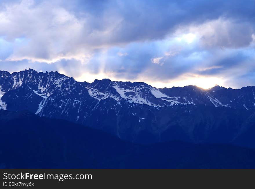 Sunset in Meili snow mountains