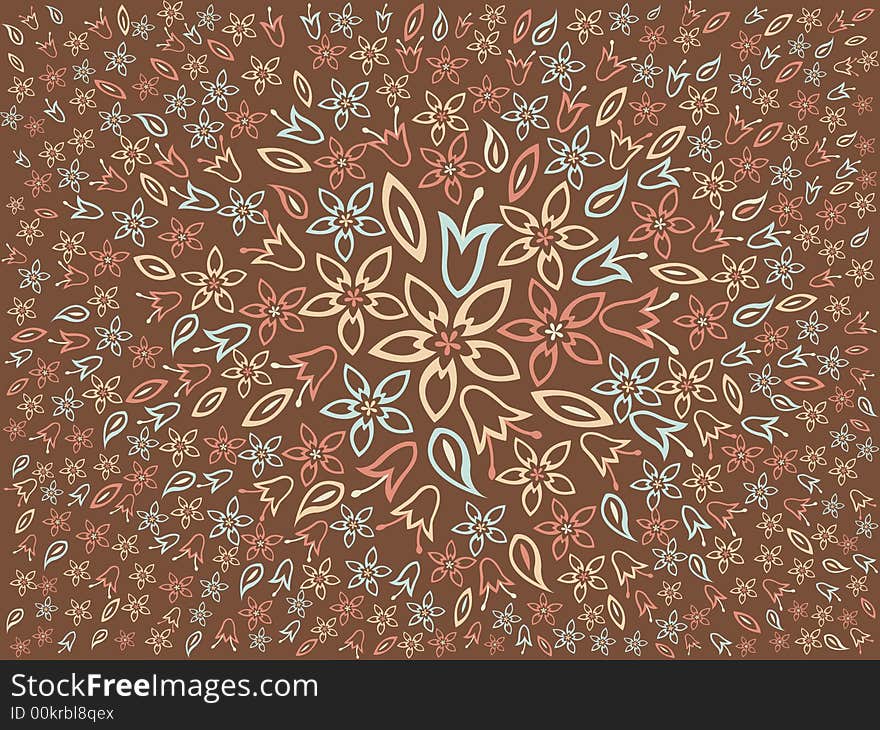 Quiet brown tone with set of flowers and leaves. Quiet brown tone with set of flowers and leaves