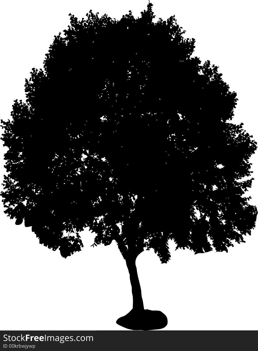 Silhouette of isolated tree. Vector ollustration. Silhouette of isolated tree. Vector ollustration