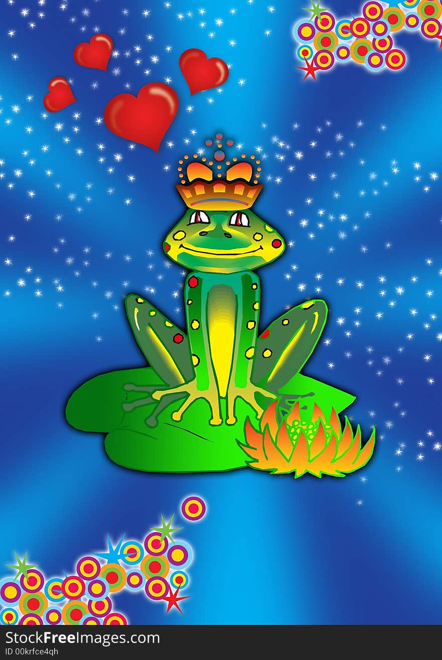 A prince of a frog kneeling on a lily pad offering you his heart. A prince of a frog kneeling on a lily pad offering you his heart.