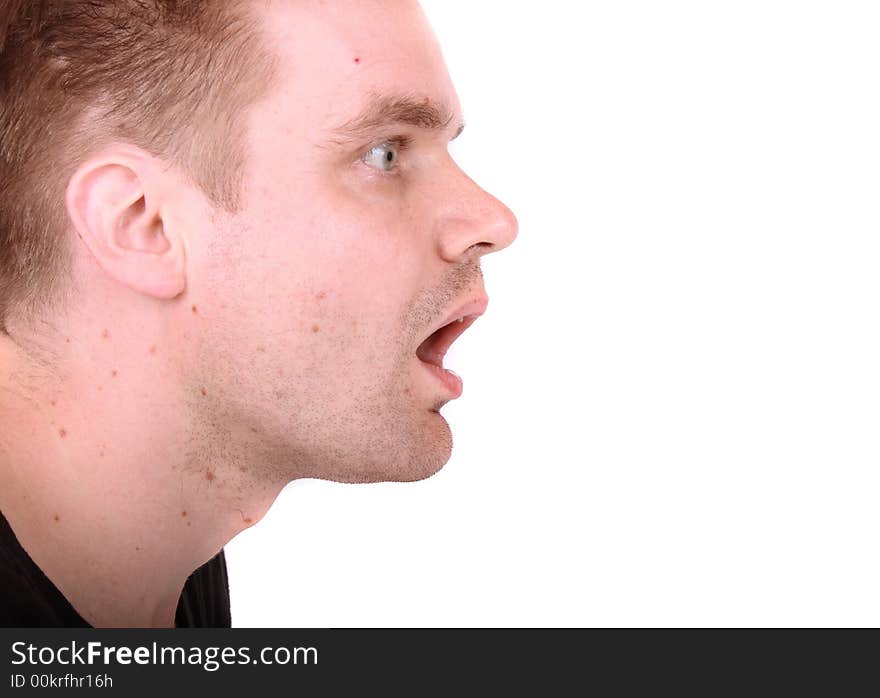 Portrait of young man on the white background