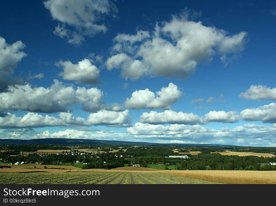 Rural landscape with sky and field