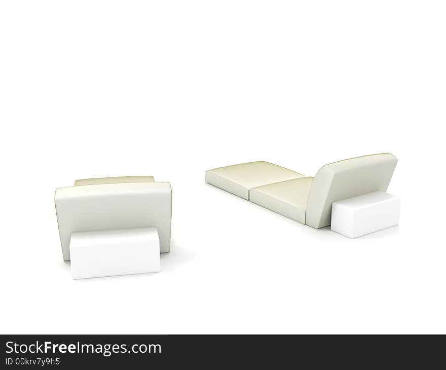 White sofas over clear white background