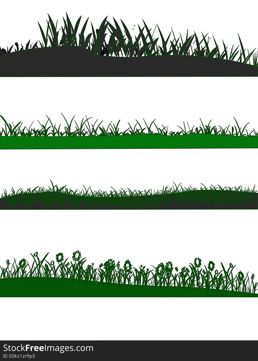 4 Grass Graphic Elements