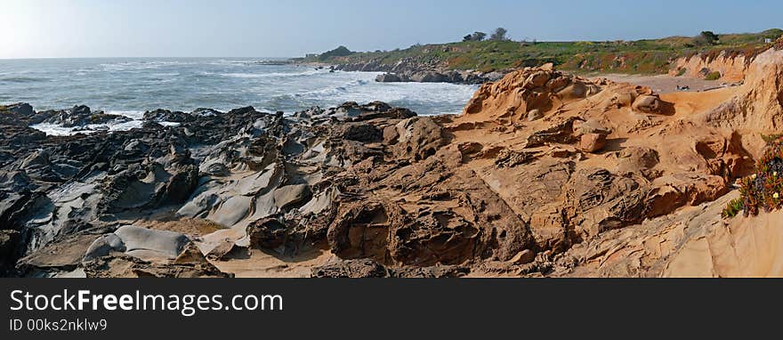 Panorama of California coast along highway one