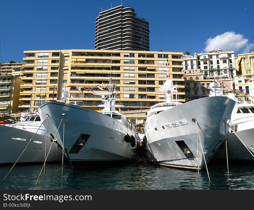 Motor yachts at the monaco yacht show. Motor yachts at the monaco yacht show