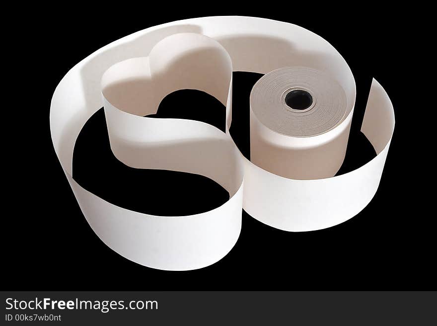 Paper tape on a black background. Paper tape on a black background