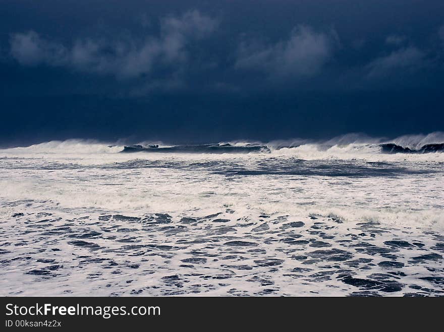 Waves and Surf on the Pacific Coast in Winter. Waves and Surf on the Pacific Coast in Winter