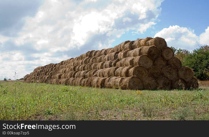 Huge pile of stacks on the field