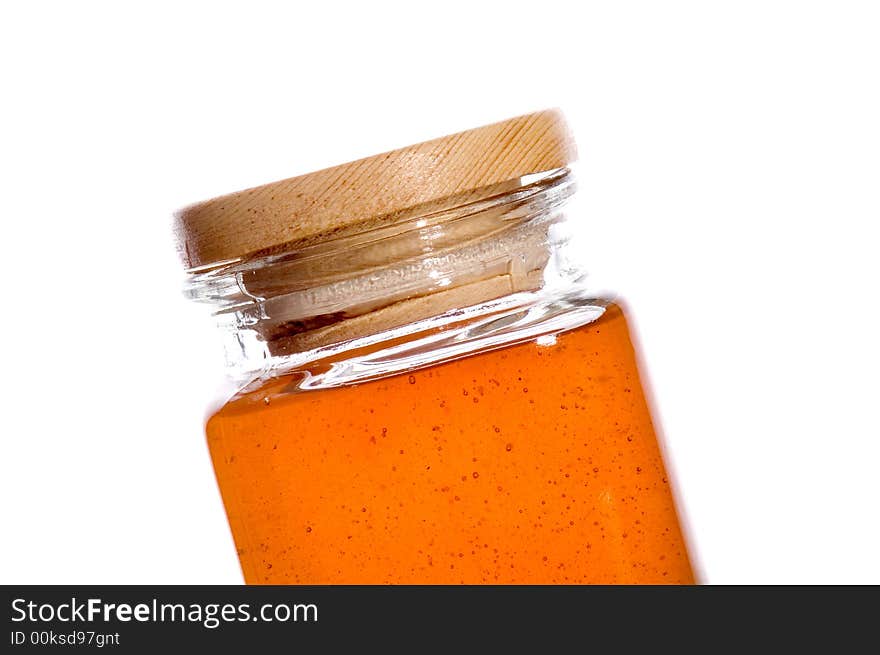 Honey jar with white background