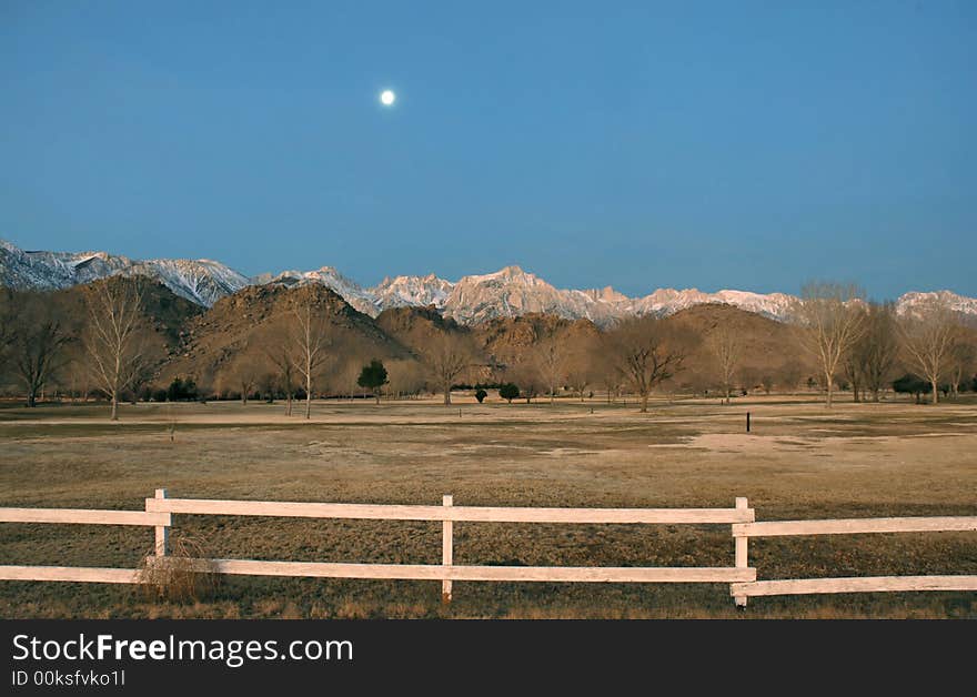 Mt. Whitney and the Sierra Nevada at dawn in winter. Mt. Whitney and the Sierra Nevada at dawn in winter