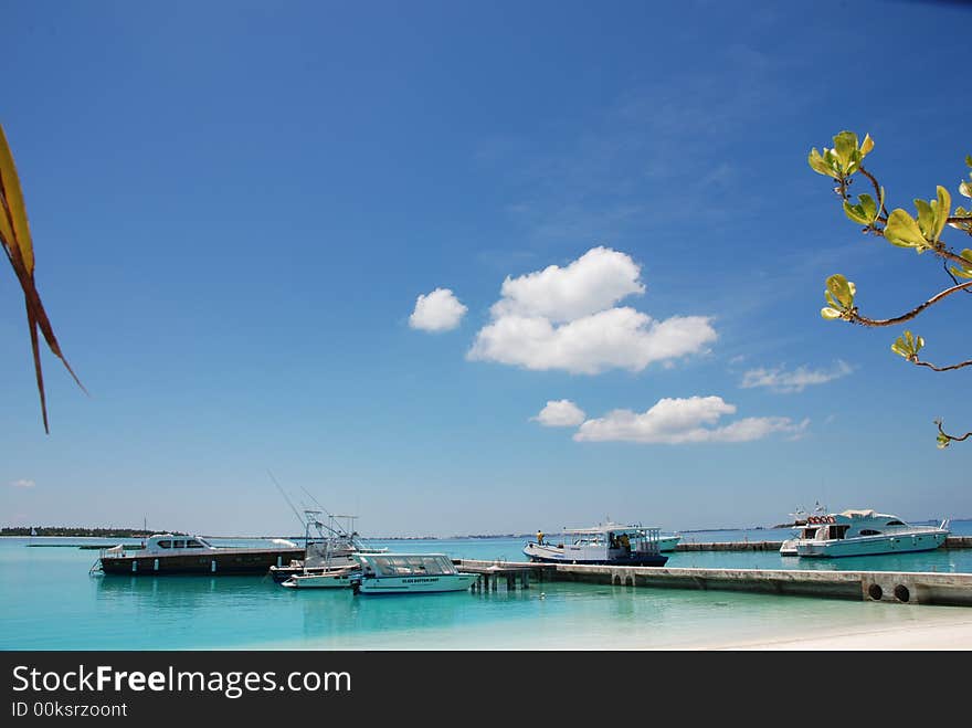 Near the dock of Full Moon, Maldives. Near the dock of Full Moon, Maldives