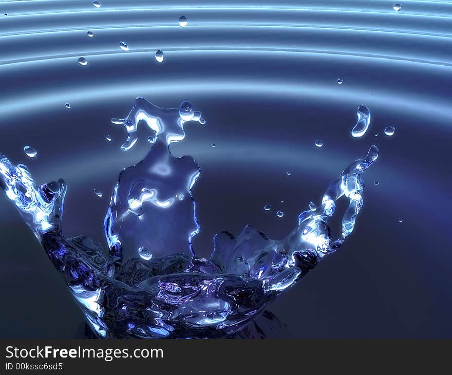 Cool water splash on calm blue wave background