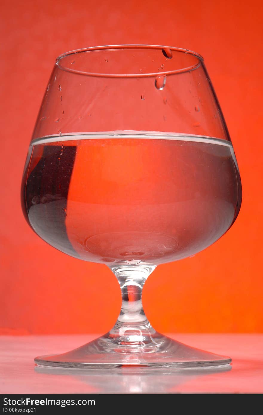 Glass on an red background