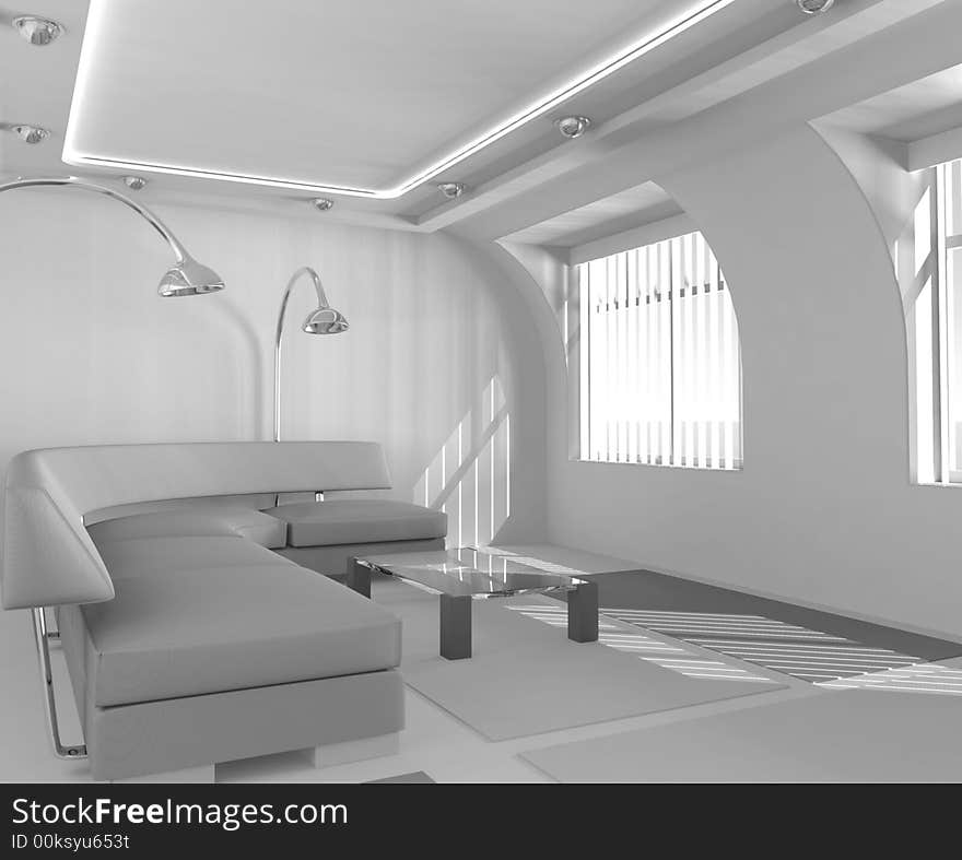 Simple 3D interior without textures. Simple 3D interior without textures