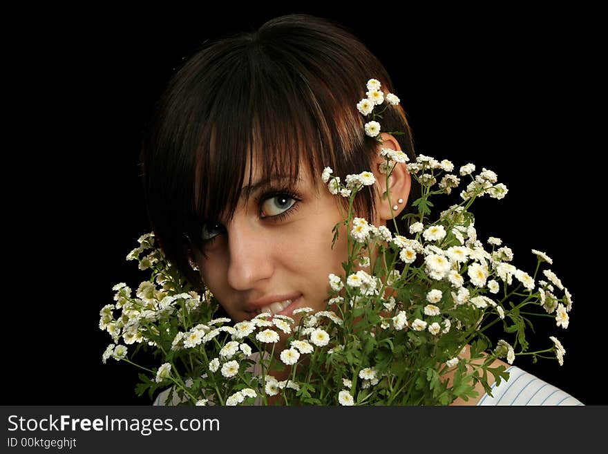 Beautiful girl with flowers