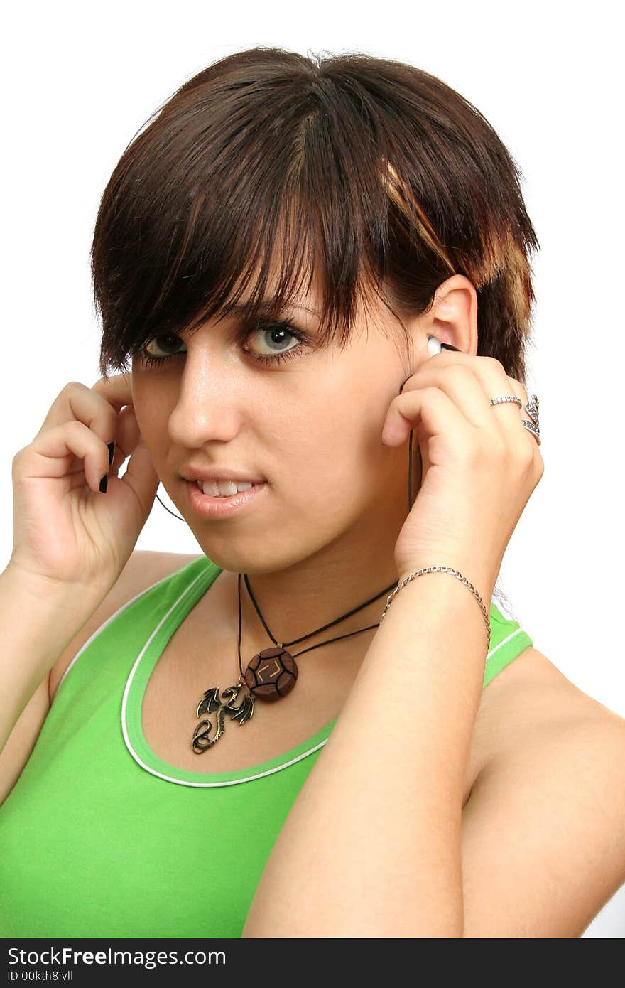 Young girl with headphones