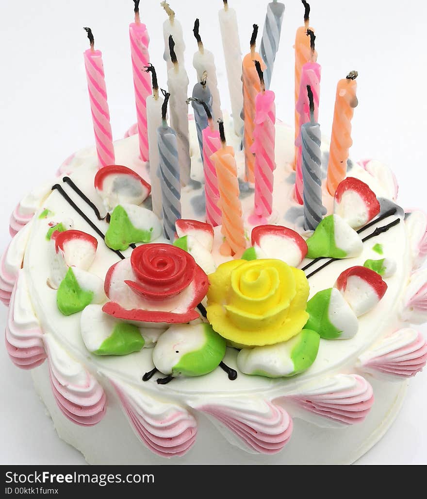 Birthday cake and candles,isolated