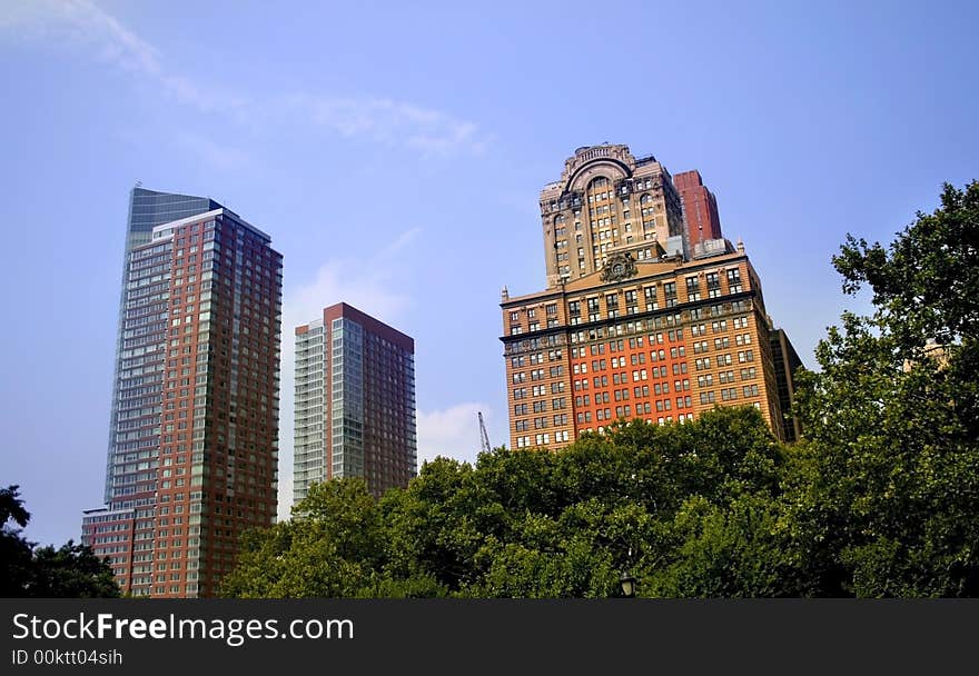 Tall buildings architecture in New York's Manhattan city. Tall buildings architecture in New York's Manhattan city