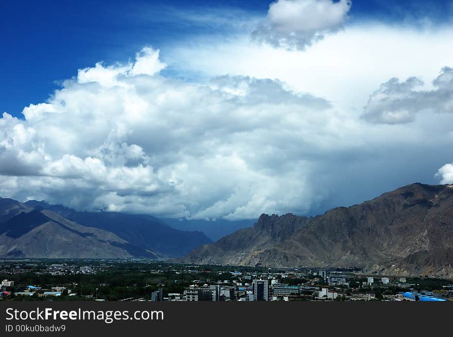 Lhosa city。there are  Zuglakang Monastery，the Potala Palace, the Jokhang Monastery and some other monasteries and temples