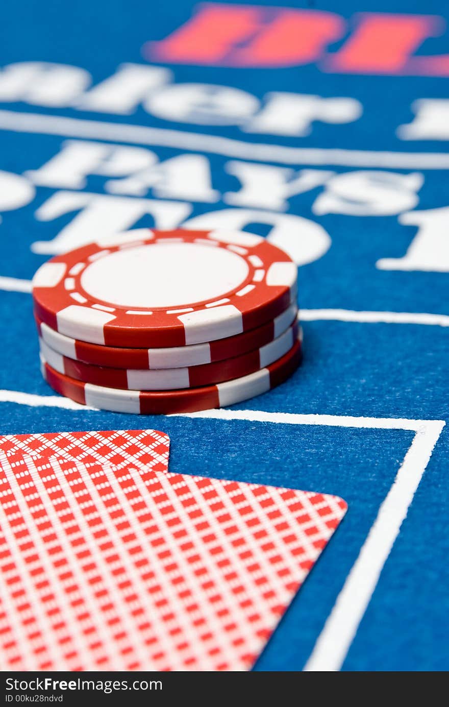 Blackjack hand on a blackjack table