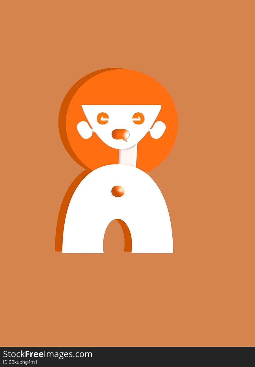 Baby lion cartoon character in orange tones