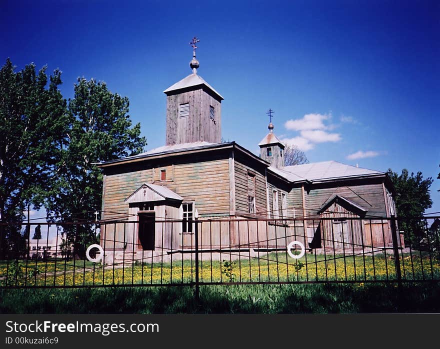 Wood church of XIX century in the town of Kovjagi.