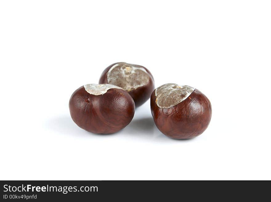 Chestnuts isolated on white