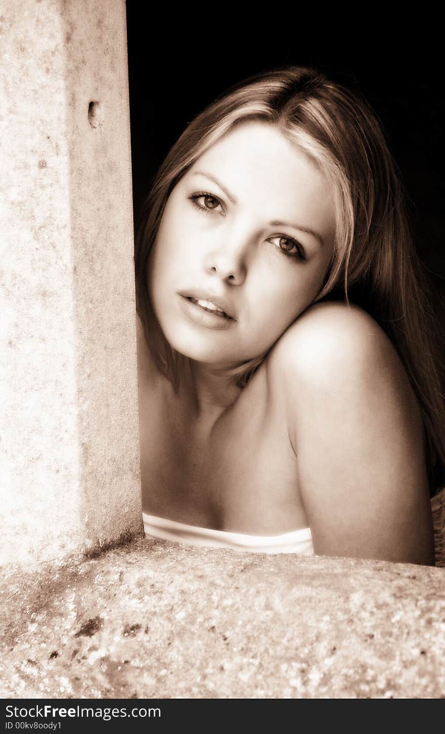 Portrait of stunning young girl with beautiful eyes. ( Lith Print ). Portrait of stunning young girl with beautiful eyes. ( Lith Print )