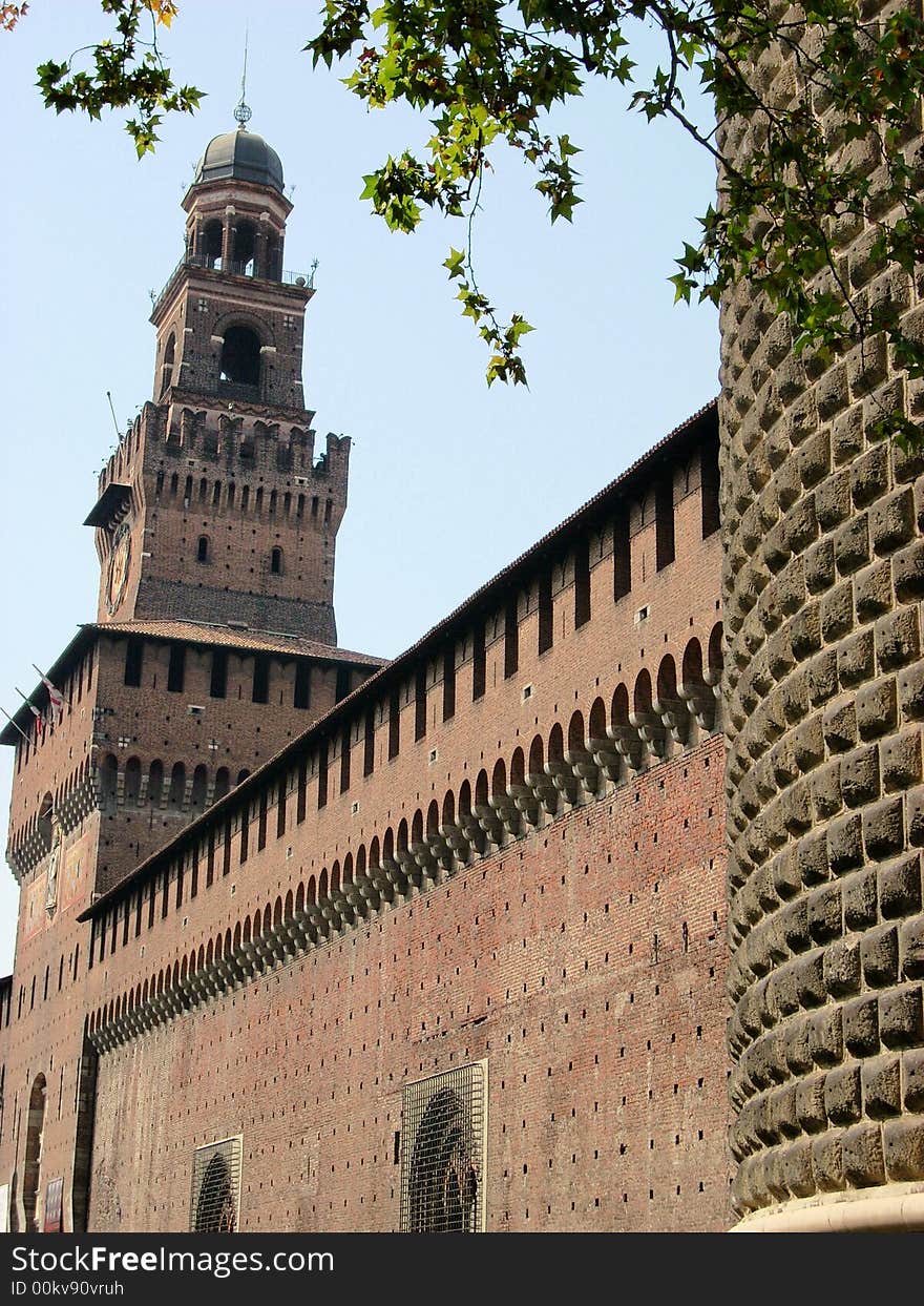 A perspective of the castle sforzesco in milan. A perspective of the castle sforzesco in milan