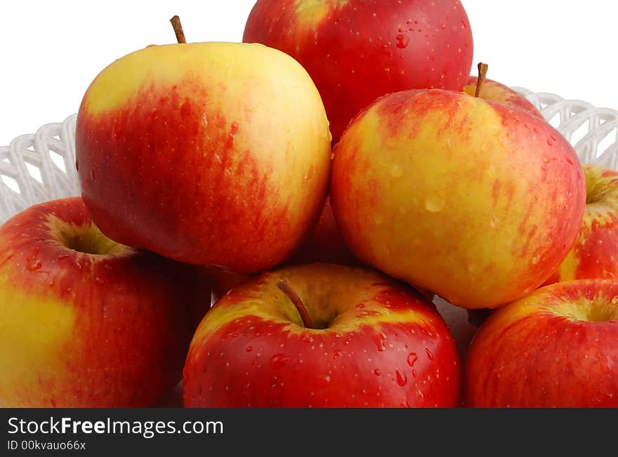 Water drops on the red apples